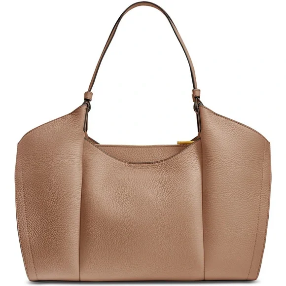 Elegant Tan Leather Tote Bag by Donna Karan - Picture 1 of 5